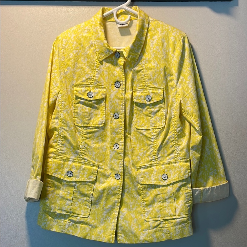 Cabi Yellow Floral Button-Up Jacket